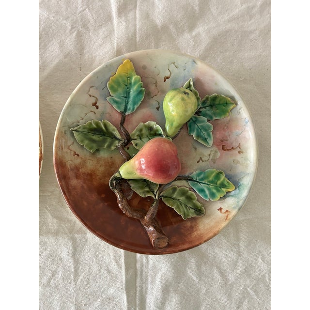 Pink 19th Century French Ceramic Barbotine Wall Platter - a Pair For Sale - Image 8 of 9