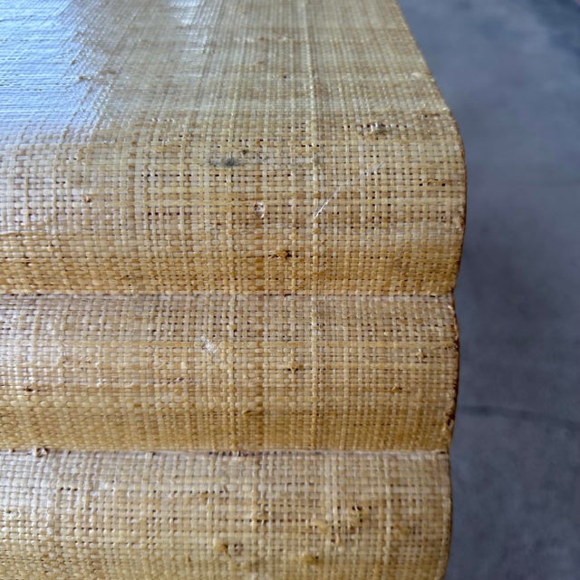 Post Modern Grass Cloth Sofa Console Table For Sale - Image 10 of 12