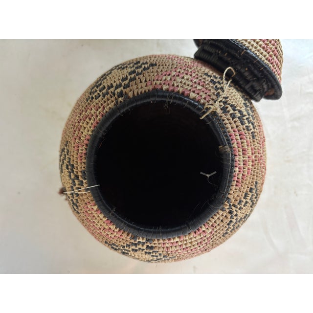 Tan Mid 20th Century African Zulu Woven Basket With Lid For Sale - Image 8 of 8