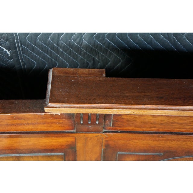 Antique Edwardian Neoclassical Style Mahogany Fruitwood Inlaid Bed Frame For Sale - Image 6 of 18