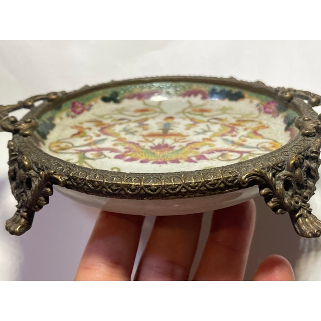 Early 20th Century Antique Hua Rong Tang Zhi Porcelain Decorative Trinket Plate For Sale - Image 5 of 7
