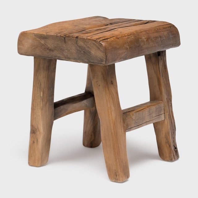 Contemporary Chinese Reclaimed Wood Stool For Sale - Image 3 of 3