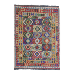 Handwoven Tribal Kilim Rug 4'8" X 6'7"