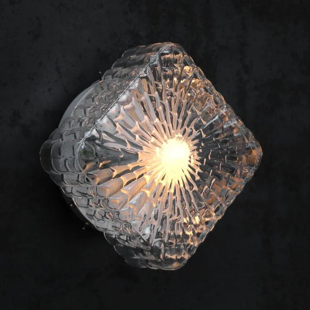 Mid-Century Wall or Ceiling Lamp. Metal base with white clear glass. 1960-1970 1x E27 / E26 Up to 250V (Europe/UK...