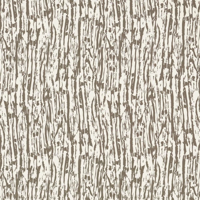 Sample - Schumacher Tree Texture Wallpaper in Mocha For Sale
