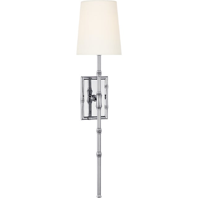 Grenol Single Bamboo Tail Sconce in Polished Nickel with Linen Shade Designer: Studio VC Finish: Polished Nickel Height:...