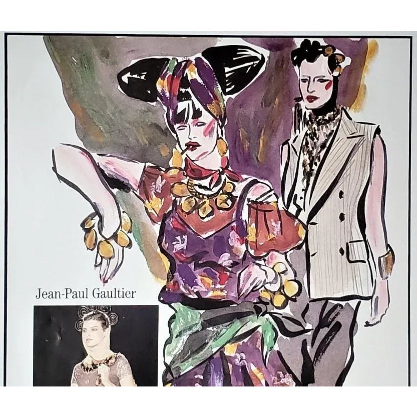 1980s Vintage Fashion Design Print, Jean-Paul Gaultier, Matted