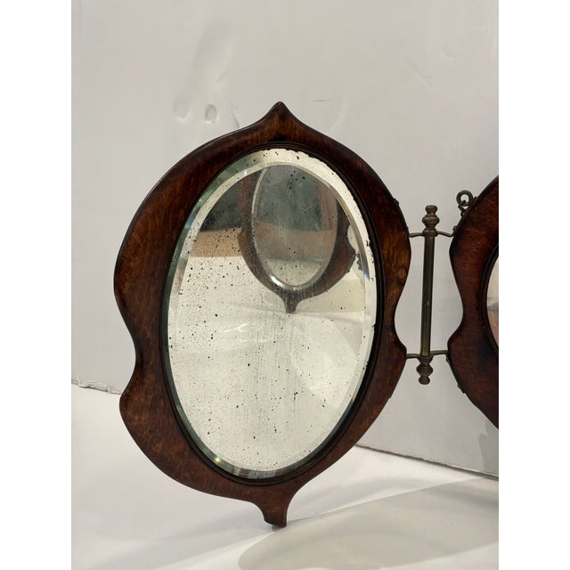 Wood Antique English Gentlemen's Shaving Mirror For Sale - Image 7 of 8