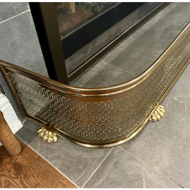 Mid 20th Century Vintage Brass Footed Fireplace Fender For Sale - Image 5 of 7