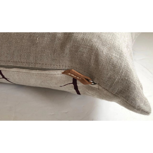 Contemporary Botanical Hand Printed Linen Pillow - Berries For Sale - Image 3 of 4