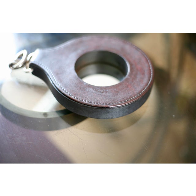 Vintage French Lancel Mirror in Leather and Wood, 1960s For Sale - Image 14 of 15