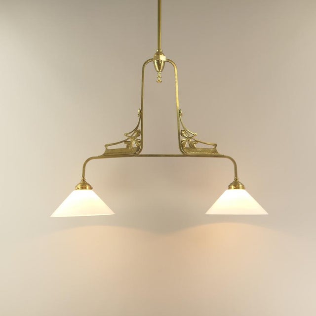 Art Nouveau Floral Brass Lamp, France, 1919 For Sale - Image 4 of 6