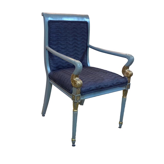 French Mid Century French Style Lacquer Wood Chair For Sale - Image 3 of 9