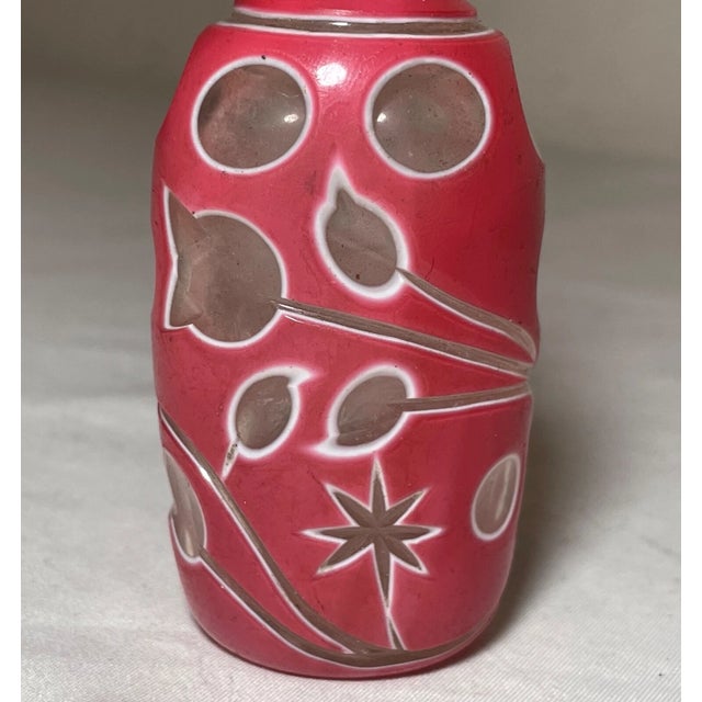 Glass Antique Chinese Carved Cut to Clear Glass Stone Snuff Bottle Sculpture Peking For Sale - Image 7 of 15