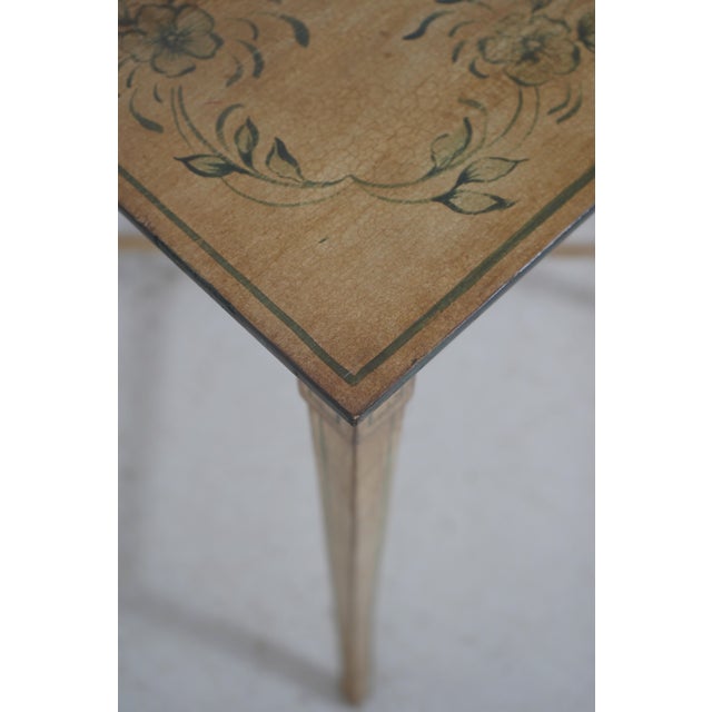 1970s Venetian Pair of Square Crackle Paint Accent Tables For Sale - Image 5 of 15