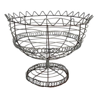 Early-20th C. French Rustic Wire Footed Basket For Sale
