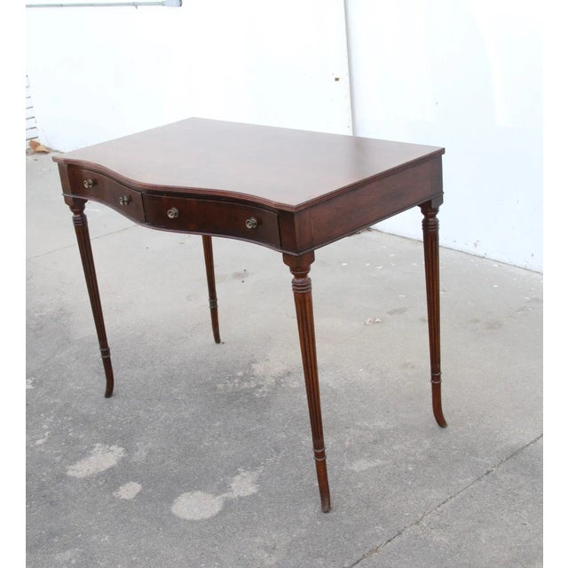 Walnut 2-Drawer Writing Table W/ Burl Walnut Top For Sale - Image 4 of 10