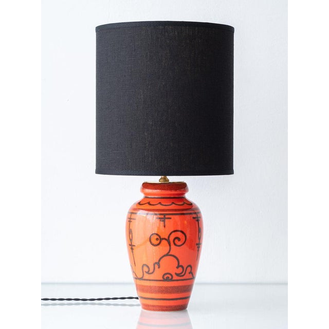 Dutch Orange Gouda Tokio Ceramic Table Lamp, 1970s For Sale - Image 15 of 15