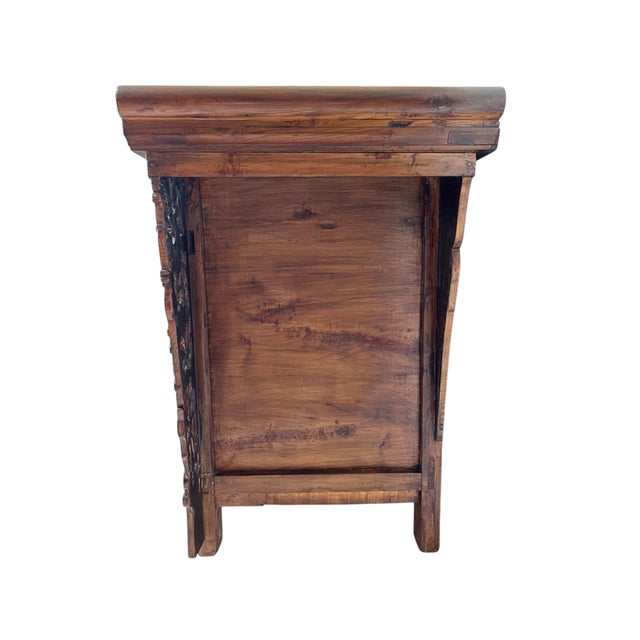 Late 19th Century Antique Chinese Carved Elm Wood Altar Cabinet For Sale - Image 5 of 12