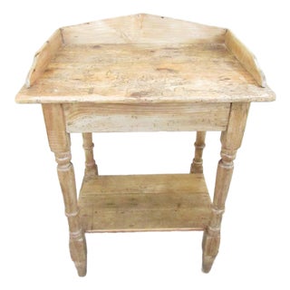 Antique English Rustic Pine Table or Wash Stand For Sale