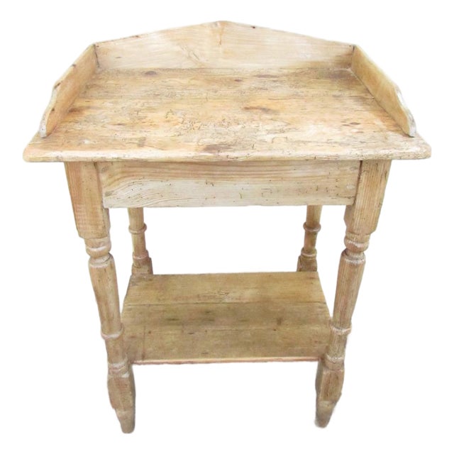 Antique English Rustic Pine Table or Wash Stand For Sale