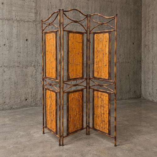 Faux Bamboo and Metal Room Divider with Bamboo Panels, 1980s For Sale - Image 11 of 11
