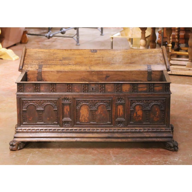 Mid-18th Century Italian Baroque Carved Walnut Cassone Blanket Chest For Sale - Image 4 of 12