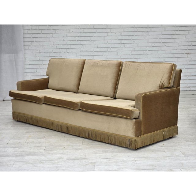 Danish 3-Seater Sofa in Honey Yellow Velour, 1970s For Sale - Image 13 of 17