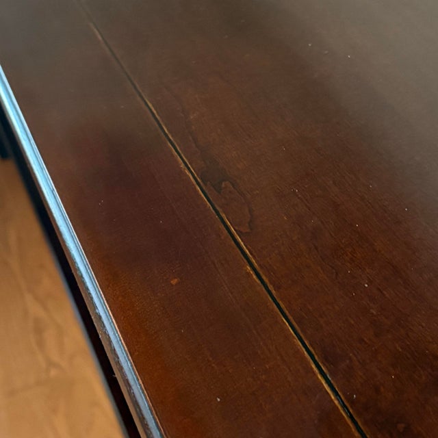 Dark Wood Console Table With X-Brace Sides & Lower Shelf For Sale - Image 9 of 11