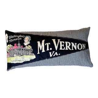 Virginia Mt. Vernon George Washington Vintage Large Pennant on New Woven Fabric Throw Pillow For Sale