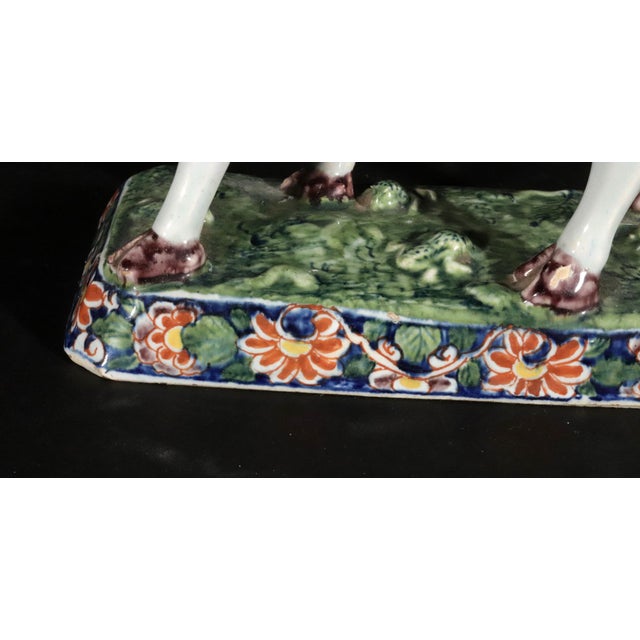 Ceramic Dutch Delft Polychrome Model of a Cow For Sale - Image 7 of 12