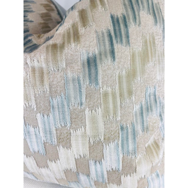 Transitional Scalamandre "Ankara Velvet" in Cloud 22" Pillows-A Pair For Sale - Image 3 of 3