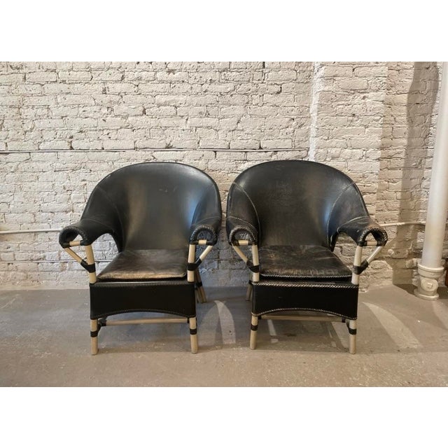 1970s Vintage Antonio Budji Layug Bamboo and Leather Chairs - A Pair For Sale - Image 10 of 10