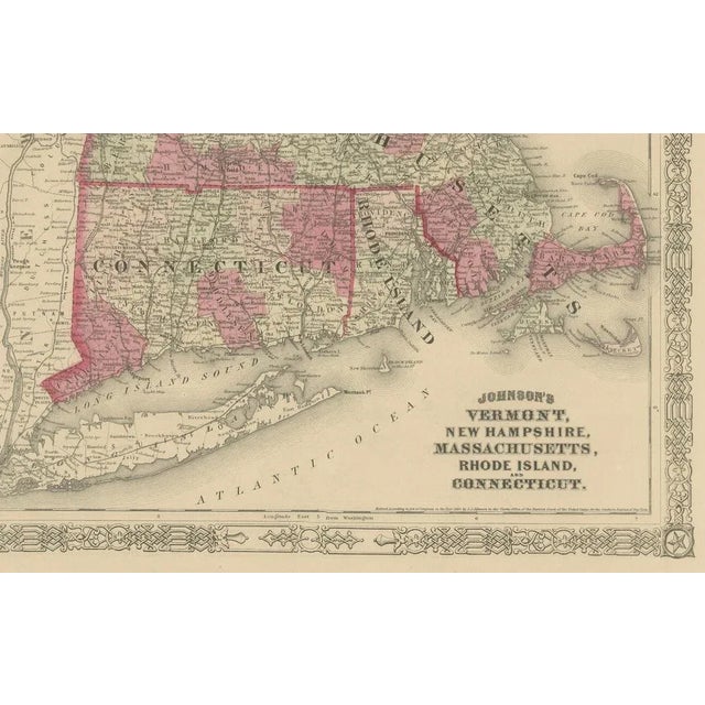 Cream Civil War Era Map of Vermont, New Hampshire and Southern New England, 1864 For Sale - Image 8 of 10