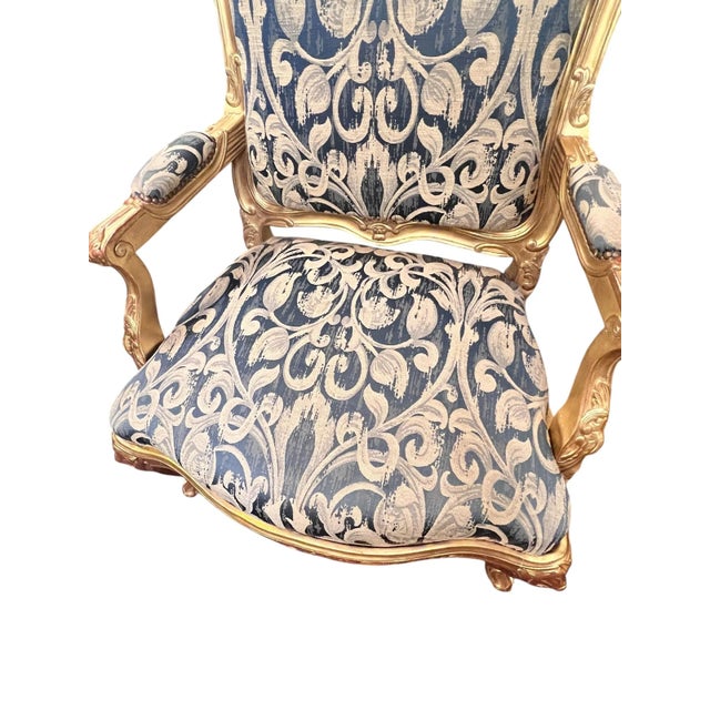 Mid 20th Century Pair of Louis XV Style Giltwood Fauteuil Chairs For Sale In Boston - Image 6 of 17