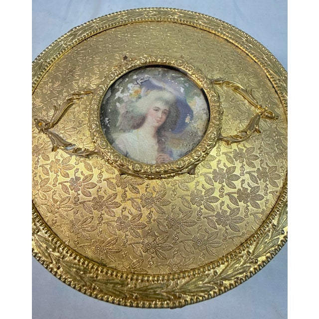 Antique Ornate Victorian Ormolu Bronze Crystal Jewelry Powder Vanity Box Casket For Sale In New York - Image 6 of 10