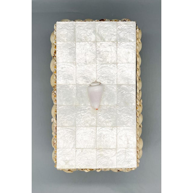 Off-white Vintage Coastal Shell Box – Philippine Shellcraft Decorative Storage – Organic Modern / Boho Coastal For Sale - Image 8 of 18