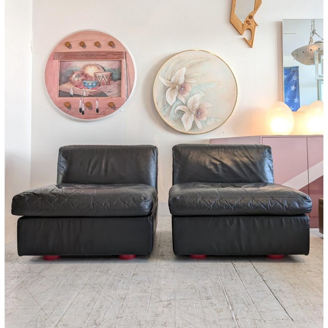 Celesta' lounge chairs designed by Jonathan De Pas, Donato D’Urbino and Paolo Lomazzi ' for Zanotta, Italy, 1970s. Black...