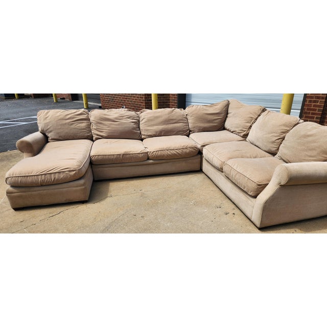 Contemporary Beige Four-Piece Sectional Sofa Attributed to Arhaus Camden-Style For Sale - Image 3 of 9