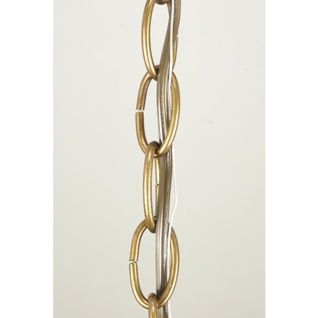 Green Mid 20th Century Arts & Crafts Green Slag Glass Hexagonal Pendant Light - R291935 For Sale - Image 8 of 8