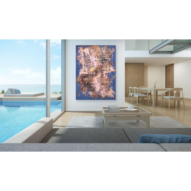 Navy Blue A870 - Original Large Scale Minimalist Contemporary Expressive Abstract Painting Artwork by Marco Schmidli For Sale - Image 8 of 9