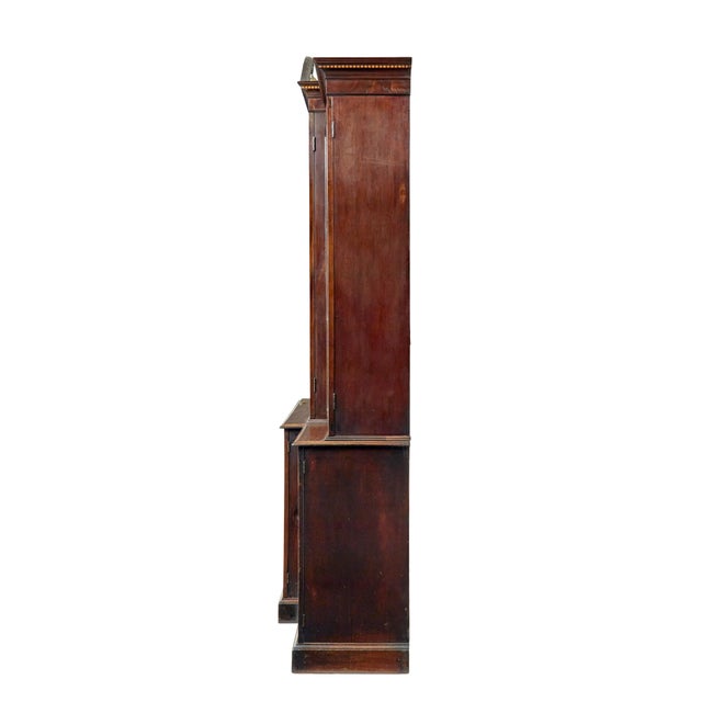 Mid 19th century inlaid breakfront bookcase circa 1847. Beautiful bookcase with Regency and Sheraton influences....