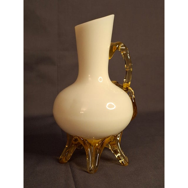 Antique Stevens & Williams Custard Uranium Glass Vase Applied Cherries Victorian C. 1880s For Sale - Image 10 of 18