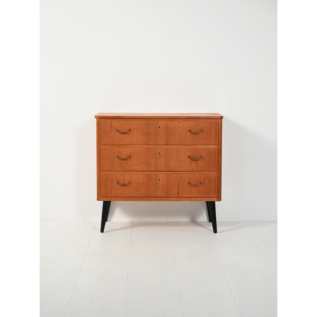Scandinavian Teak Chest of Drawers with Black Legs, 1950s For Sale - Image 10 of 10