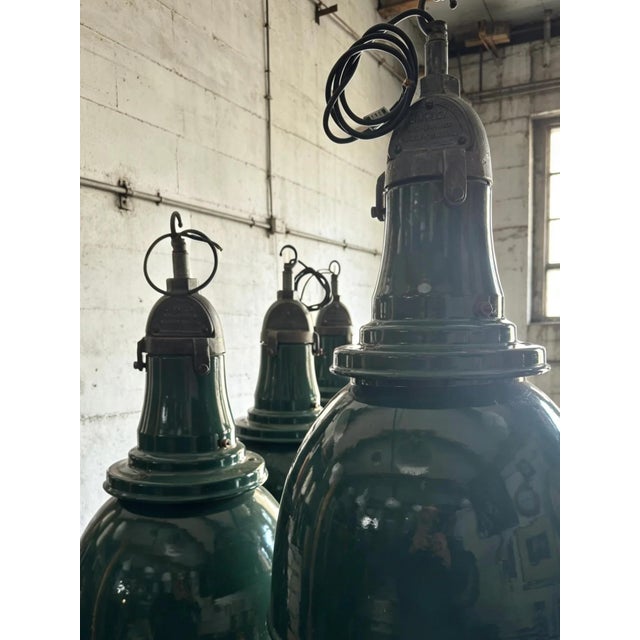 Green Large Vintage Industrial Factory Light by Simplex, 1940s For Sale - Image 8 of 11