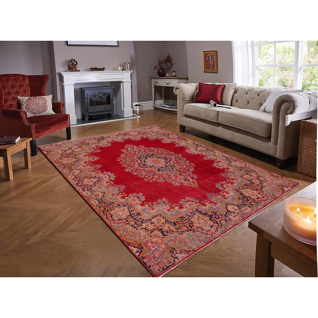 A mesmerizing addition to any décor, this brand-new hand-knotting vintage distressed wool rug featuring vibrant colors and...