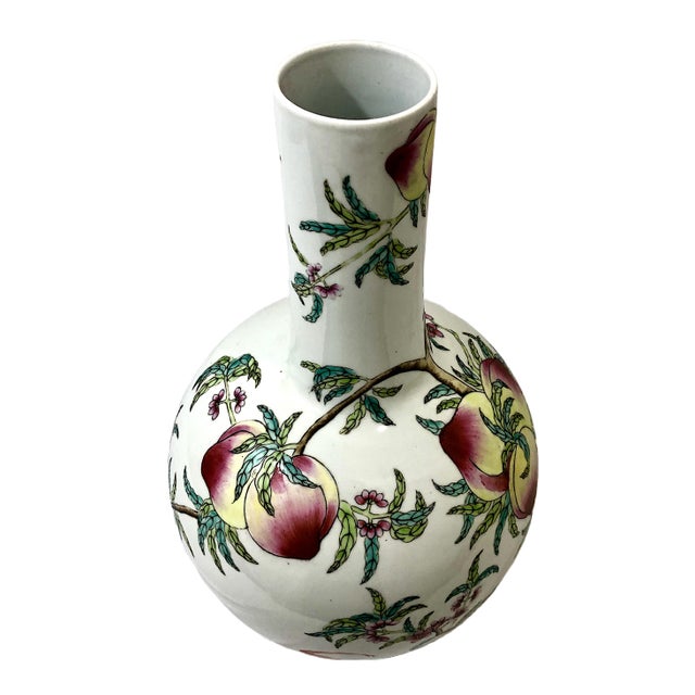 Pair of Large Chinese Famille Rose Porcelain “Nine Peaches” Vases For Sale - Image 13 of 14