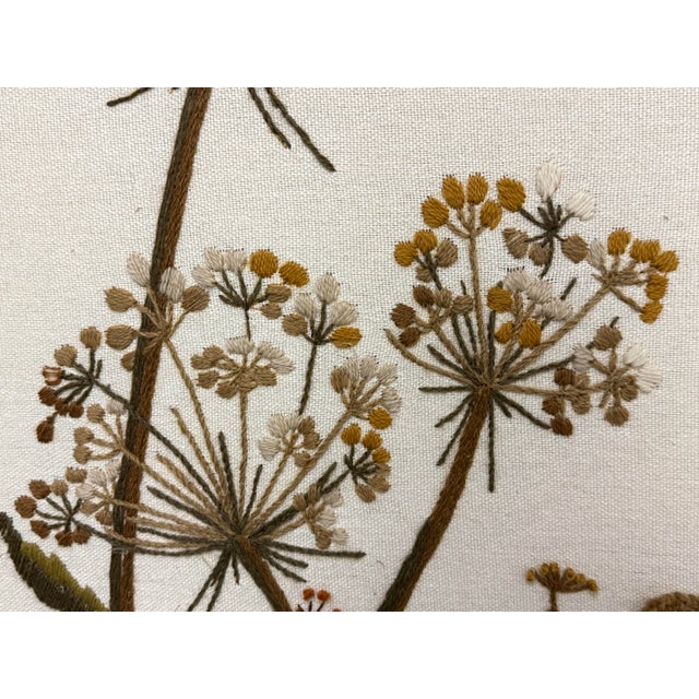 1980s Mary Jo Morris Botanical Embroidery Textile Art, Vintage For Sale - Image 5 of 12