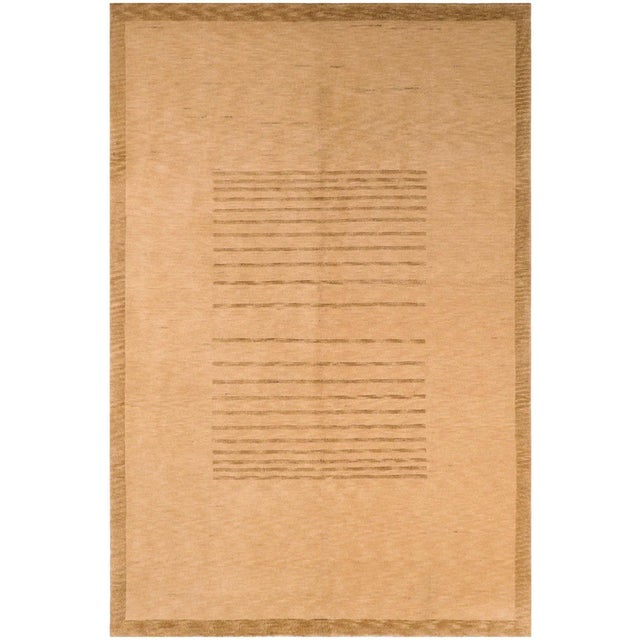 1980s Nepalese Alise Tan/Green Wool Rug - 6'2'' X 9'1'' For Sale - Image 10 of 10