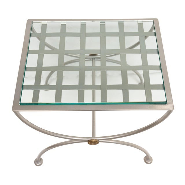 Metal French Modern Occasional or Side Tables of Brushed Steel - Two Available For Sale - Image 7 of 11